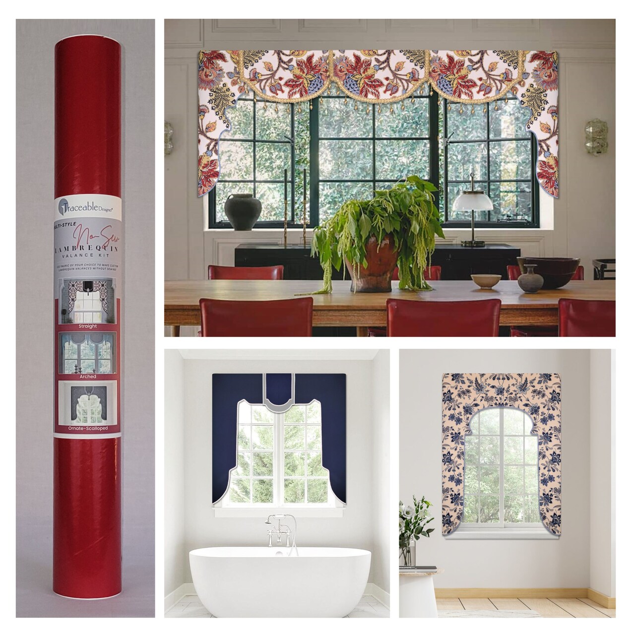 Lambrequin Cornice Valance Kit | 3-Style | Make Custom Window Treatments Without Sewing